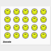 Rond Happy Smily Face Emoji Round Sticker (Feuille)
