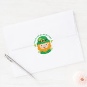 Rond Happy St Patrick's Day Leprechaun Round Sticker (Enveloppe)