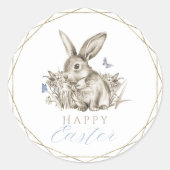 Rond Happy Sticker Lapin de Pâques Gold Cercle Frame (Devant)