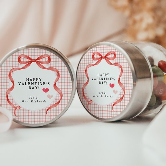 Rond Happy Valentine’s Day Personalized Teacher Sticker