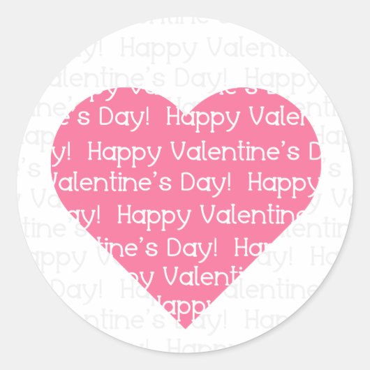 Rond Happy Valentine's Sticker - Coeur rose (Devant)