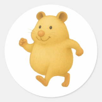 Rond Happy Walking Hamster Sticker – Cute Animal Design
