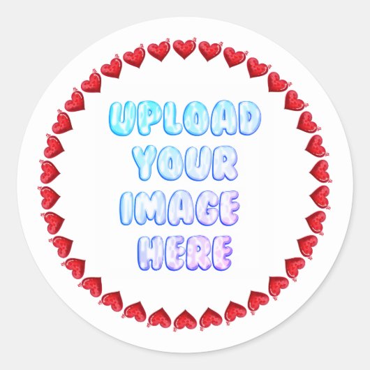 Rond Heart Border Round Sticker with a Business Logo (Devant)