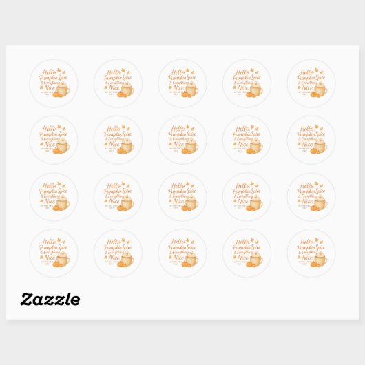 Rond Hello, Pumpkin Spice & Everything Nice Sticker (Feuille)