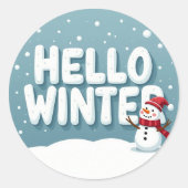 Rond Hello Winter Snowman Sticker (Devant)