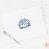 Rond Hello Winter Snowman Sticker (Enveloppe)