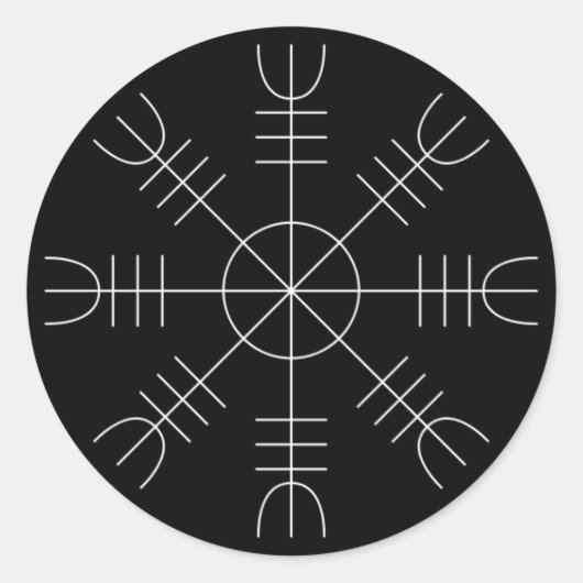 Rond Helm De Awe Viking Protection Sticker Blanc Noir (Devant)