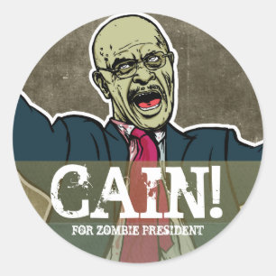 Rond Herman Caïn pour le Président Sticker de zombi