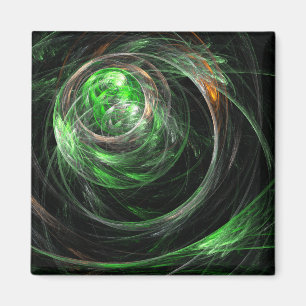Rond het World Green Abstract Art Square Magnet Magneet