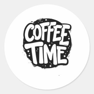 Rond Heure du café - Sticker de typographie manuscrite 