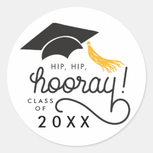 Rond Hip Hip Hooray Classe de 2020 Graduation Sticker