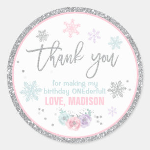 Rond Hiver ONEderland Party Favor Tag Sticker Sceau