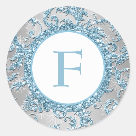 Rond Hiver Wonderland Sticker Mariage monogramme 2 (Devant)