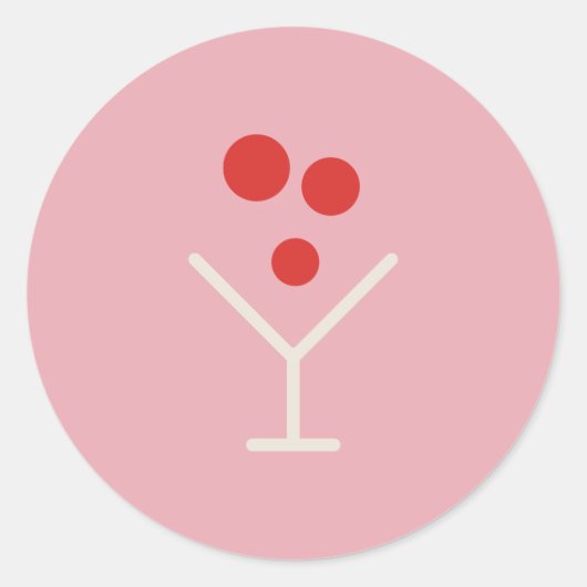 Rond Holly Jolly Pink Martini Holiday Sticker (Devant)