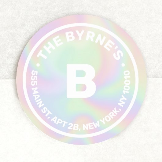 Rond Holographique Monogramme Adresse Classic Sticker R
