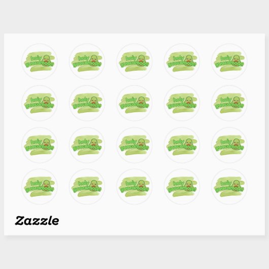 Rond "Holy Guacamole" Avocado Sticker Cute (Feuille)