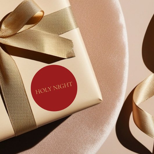 Rond HOLY NIGHT Red Minimal Christmas Sticker #4
