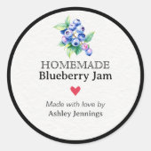 Rond Homemade Blueberry Jam Label | Custom Sticker (Devant)