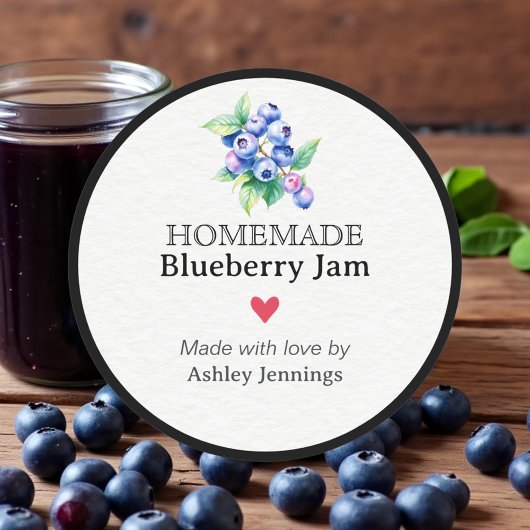 Rond Homemade Blueberry Jam Label | Custom Sticker