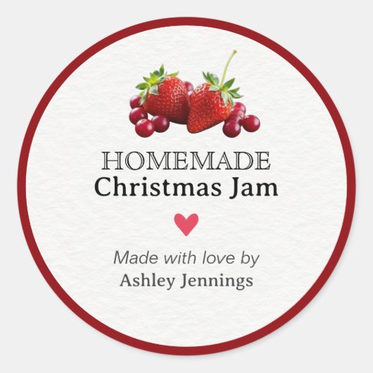 Rond Homemade Christmas Jam Label | Custom Sticker (Devant)