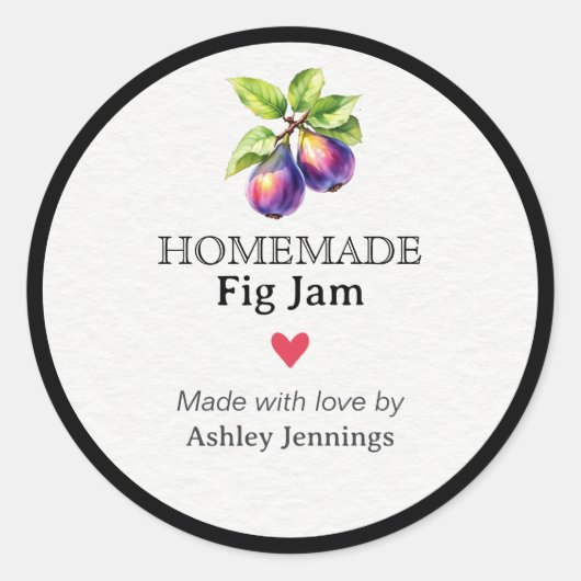 Rond Homemade Fig Jam Label Canning Sticker (Devant)