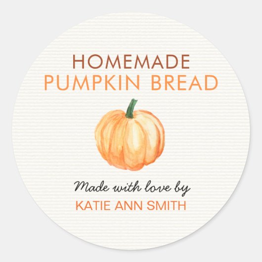 Rond Homemade Pumpkin Bread Label Product Sticker (Devant)