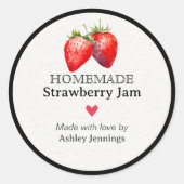 Rond Homemade Strawberry Jam Label | Custom Sticker (Devant)