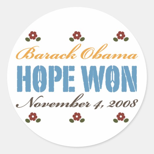 Rond Hope Won Obama Sticker (Devant)