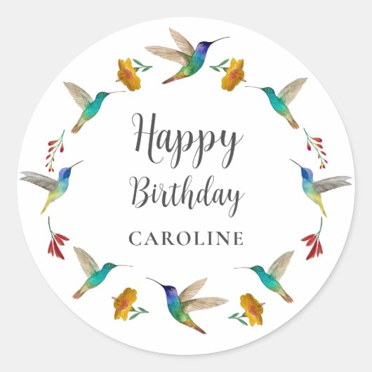 Rond Hummingbird Custom Birthday Sticker (Devant)