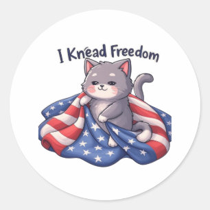 Rond I Knead Freedom - Drôle Sticker Patriotique Chat