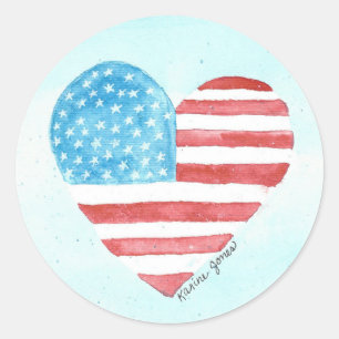 Rond I Love America Heart Sticker