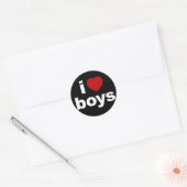 Rond I Love Boys Sticker noir (Enveloppe)