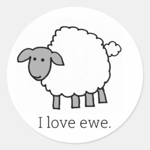 Rond I Love Ewe Sheep Round Sticker