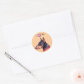 Rond I Love Heart My Doberman Dog Sticker (Enveloppe)