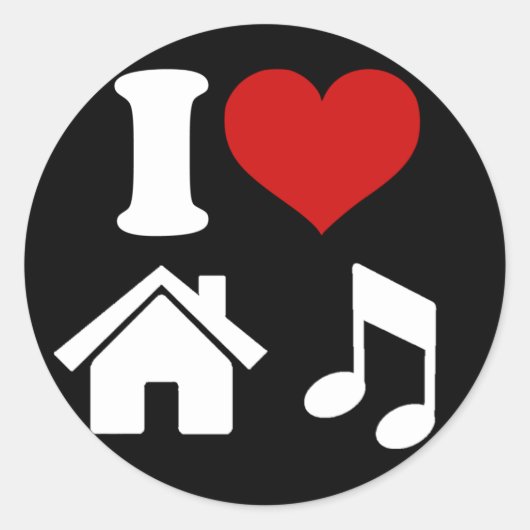 Rond I Love House Music Sticker (Devant)