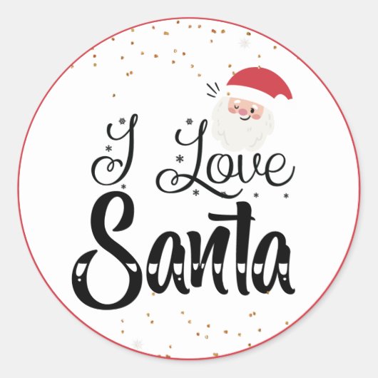 Rond I Love Père Noël Classic Round Sticker (Devant)