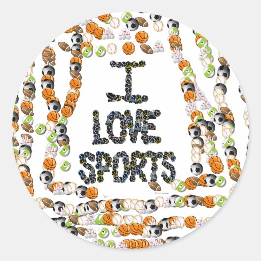 Rond I Love Sports Sticker (Devant)
