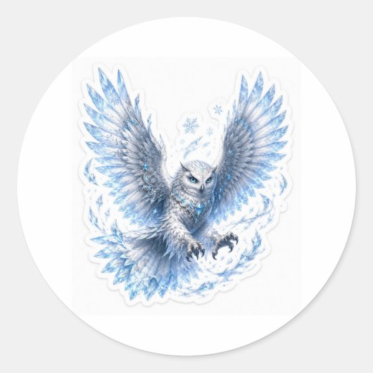 Rond Ice Owl Sticker (Devant)
