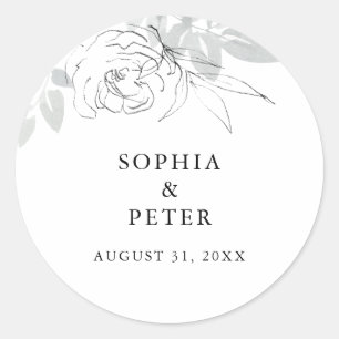Rond Illustration botanique Mariage Favor Sticker