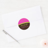 Rond Image Sticker d'adresse À petits pois rose (Enveloppe)