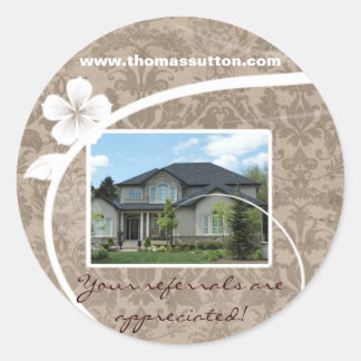 Rond Immobilier Home Sticker Merci Beige Damask