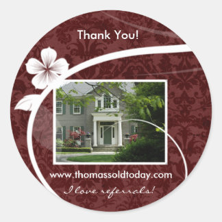 Rond Immobilier Home Sticker Merci Rouge Damask