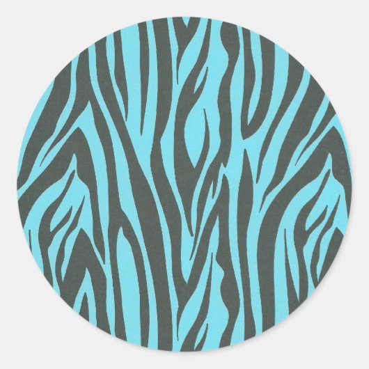 Rond Impression Zebra en Sticker Turquoise (Devant)
