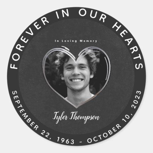 Rond In Loving Memory Photo Classic Round Sticker (Devant)