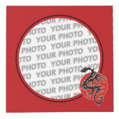 Rond in vierkant Lijst rood/draak + uw foto (Voorkant)
