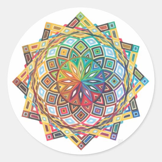 Rond Intricate Geometric Mandala Sticker (Devant)