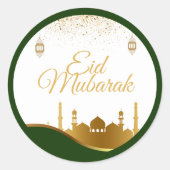 Rond Islamic Eid Greeting Sticker – Gold Confetti (Devant)