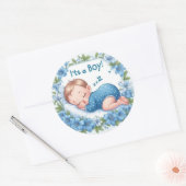 Rond It’s a Boy Baby Shower Sticker (Enveloppe)