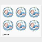 Rond It’s a Boy Baby Shower Sticker (Feuille)