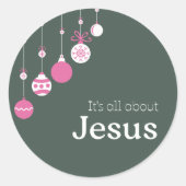 Rond It’s All About Jesus – Christmas Sticker (Green) (Devant)